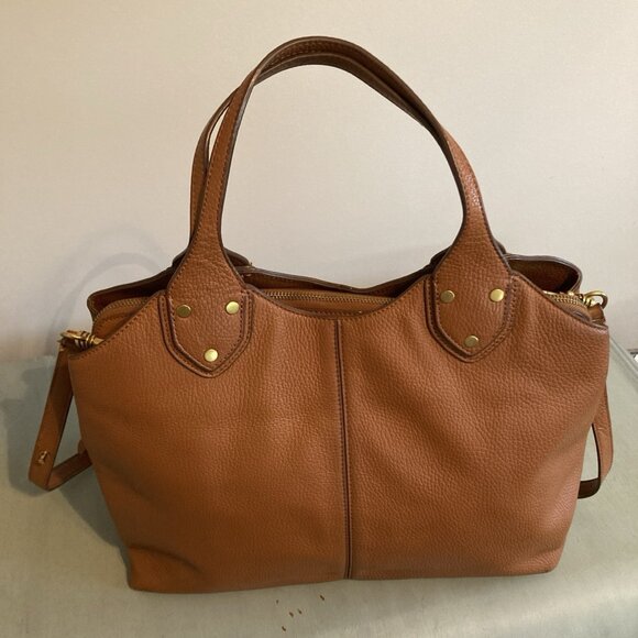 Banana Republic LARGE Bag Gold HardwareBrown Pebbled Leather Tote W/ Laptop Slv - Picture 3 of 15